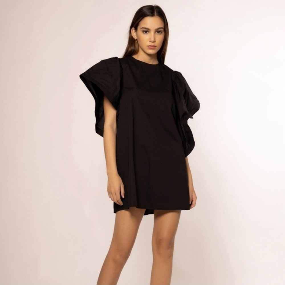 NWOT Gracias Chic Black Cotton Tunic Dress/Top Size S